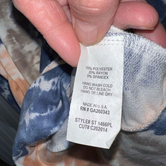 Watercolor Starburst Tye-Dye Top Women 3XLarge Mocha Blue Open Back Sweet Lovely - Picture 6 of 10